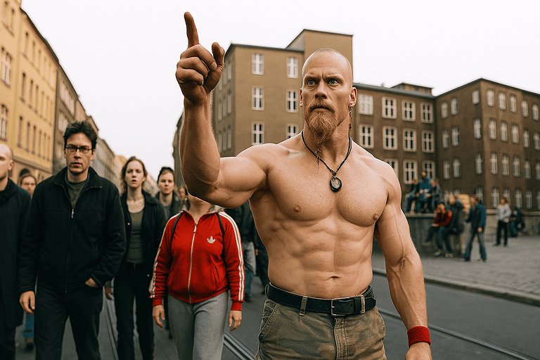 Techno Viking: An Internet Legend - Featured Image - Original Techno Viking Image Enhanced With AI