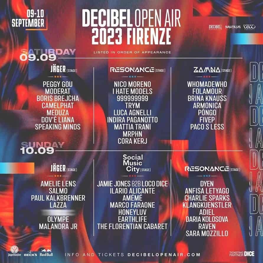 Decibel Open Air 2023 - Lineup & DJs 