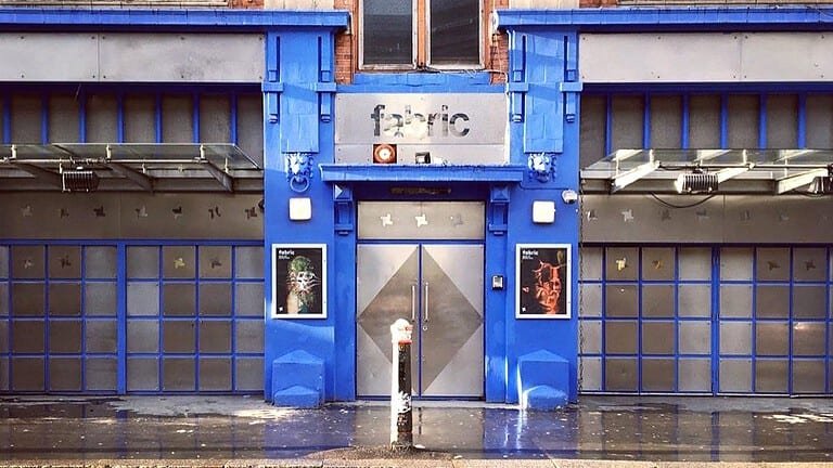 The blue entrance of fabric nightclub on Charterhouse Street, London The blue entrance of fabric nightclub on Charterhouse Street, London