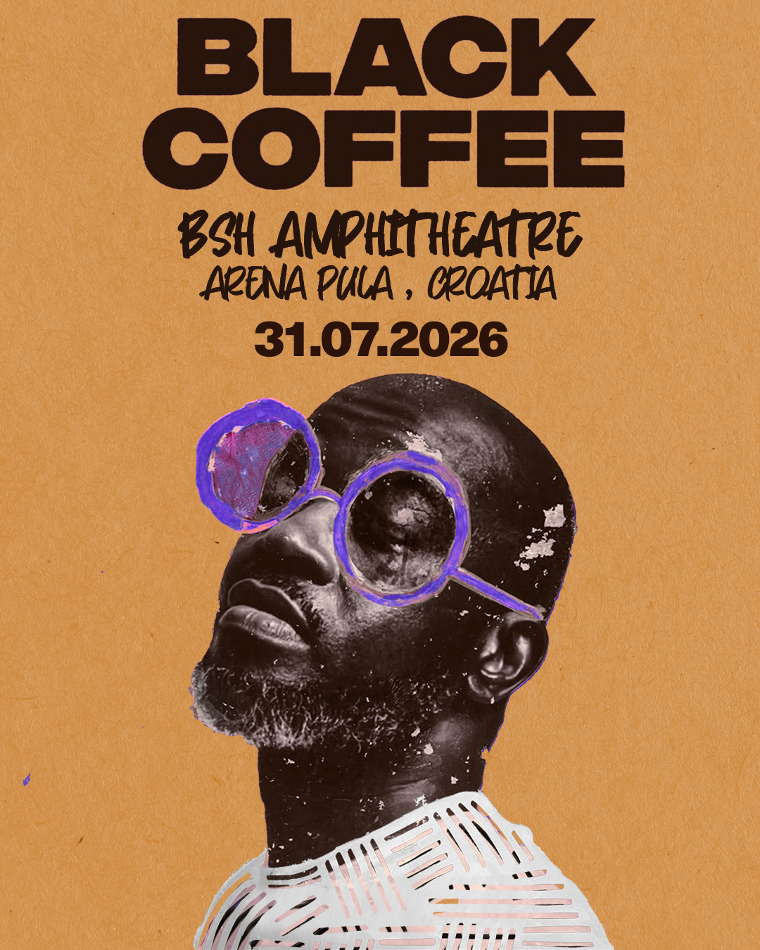 Black Coffee BSH Amphitheater Pula 2026 open-air show poster Croatia