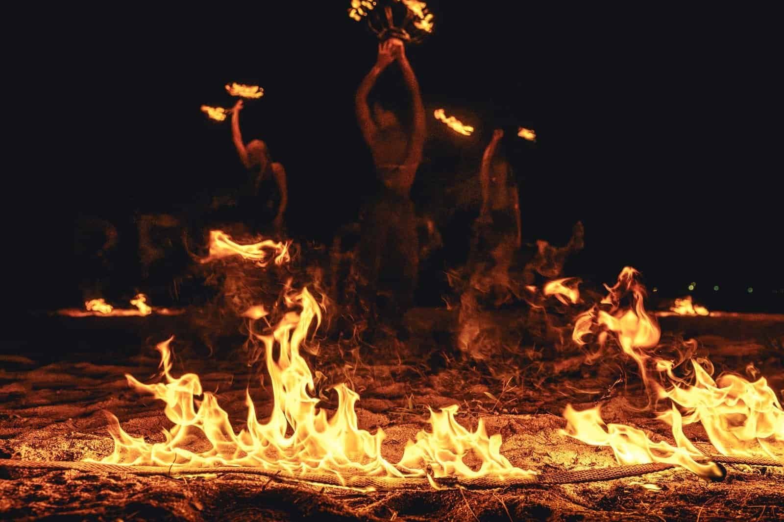Fire performers on the beach at SXM Festival 2026, Saint Martin Caribbean