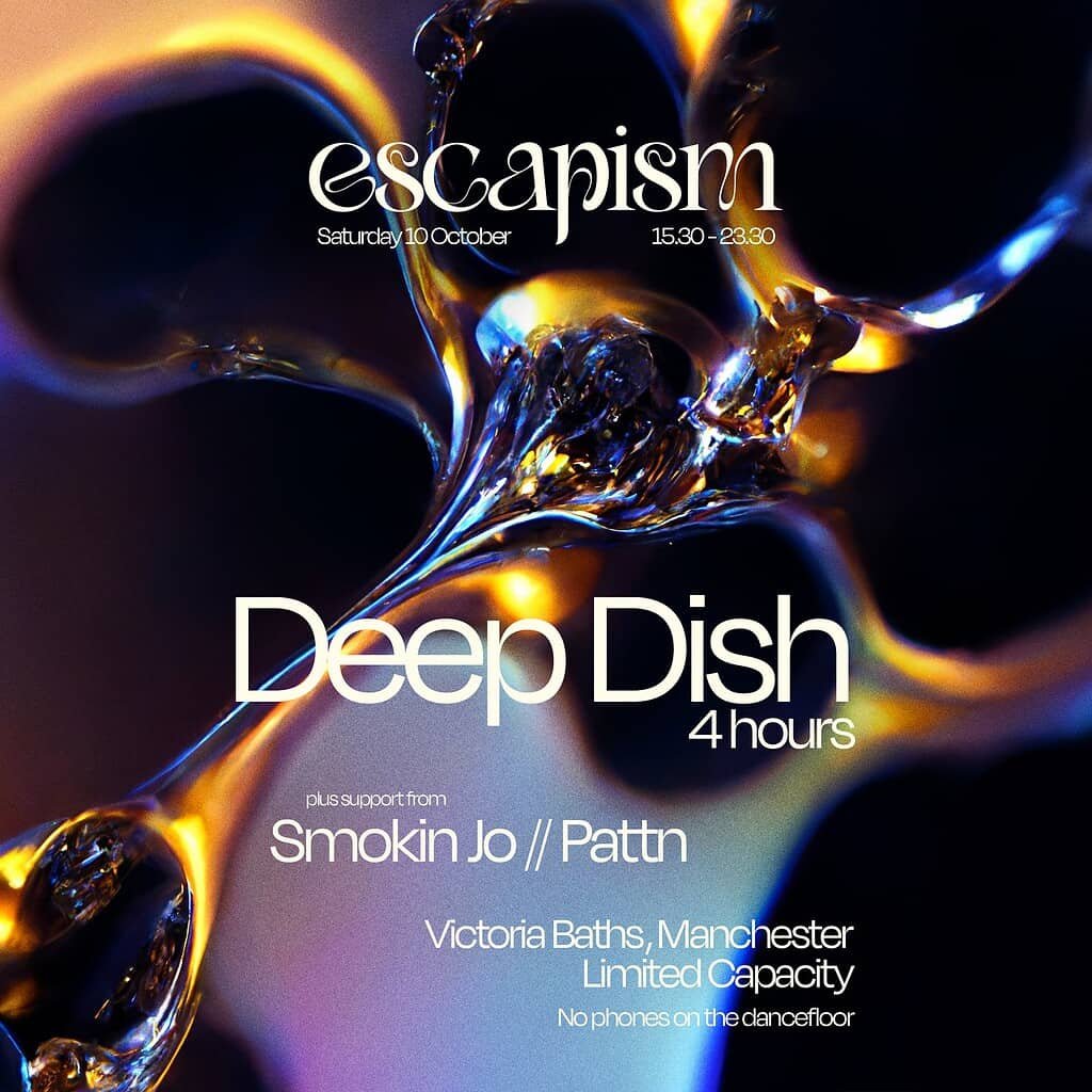 Escapism Launches in Manchester with Deep Dish, Smokin Jo & Pattn at the Iconic Victoria Baths 1 ESCAPISM OCT 26 LINEUP