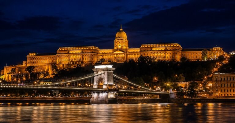 Buda Castle lit up at night above the Danube in Budapest, venue for Black Coffee 2026 show