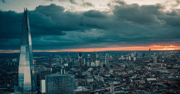 The Shard rising over the London skyline at sunset, venue for the fabric and Sennheiser 2026 rooftop series