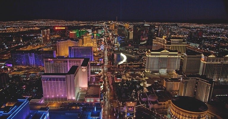 The Las Vegas Strip lit up at night, where Tomorrowland is teasing a 2027 festival debut