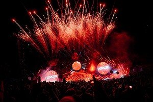 Fireworks over the Hardwell mainstage at Dance Valley 2026 in Spaarnwoude Fireworks over the Hardwell mainstage at Dance Valley 2026 in Spaarnwoude