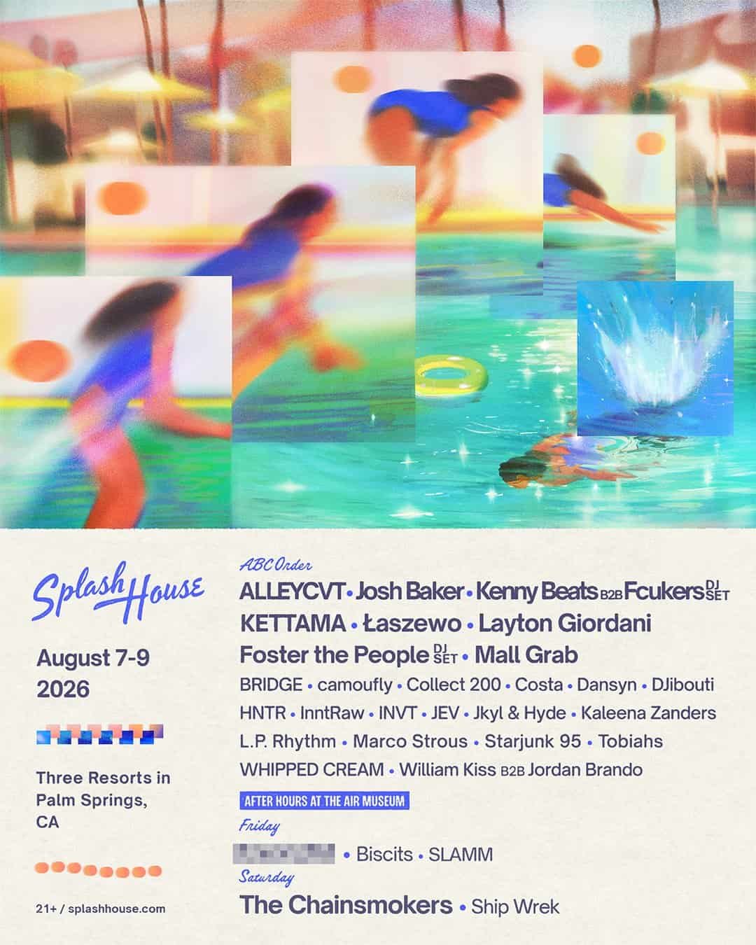 Splash House 2026 lineup poster, Palm Springs