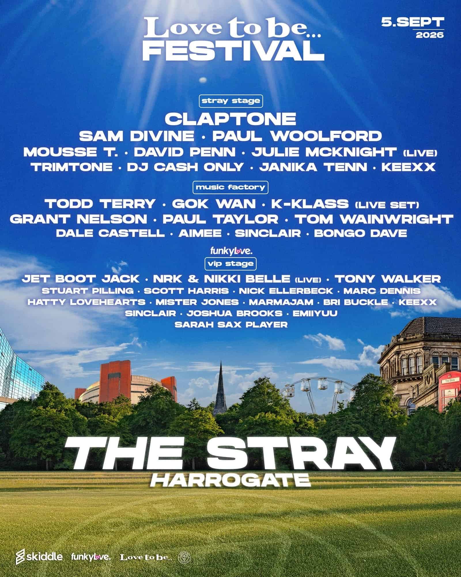 Love to be… Festival 2026 line-up poster Love to be... Festival 2026 line-up poster, The Stray, Harrogate