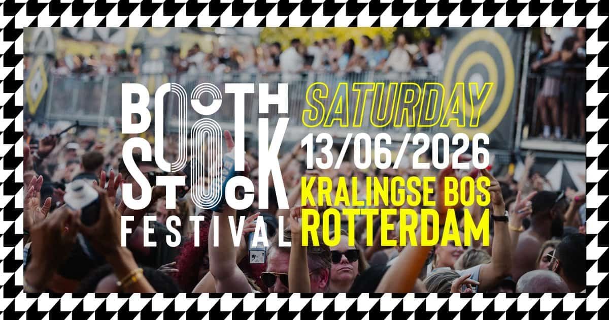 Boothstock Festival 2026, Kralingse Bos Rotterdam Boothstock Festival 2026 key visual: crowd at the Kralingse Bos with the date Saturday 13 June 2026