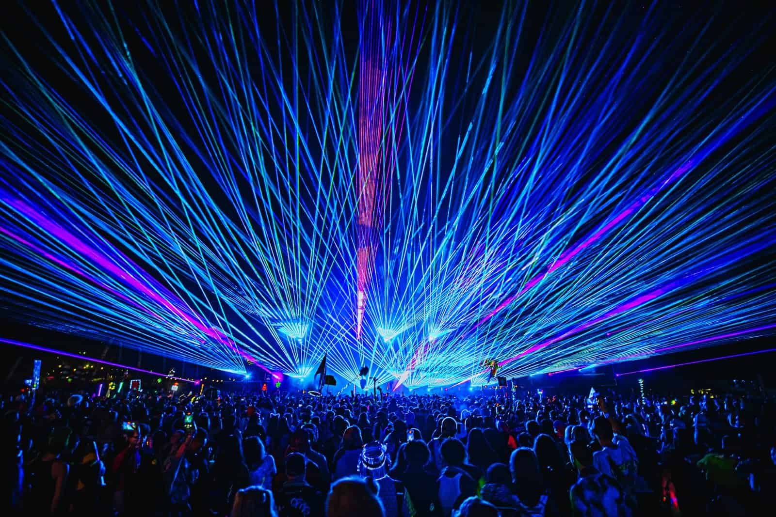 Dancefestopia at the Wildwood Outdoor Education Center in La Cygne, Kansas Lasers over the crowd at Dancefestopia, Wildwood Outdoor Education Center, La Cygne, Kansas