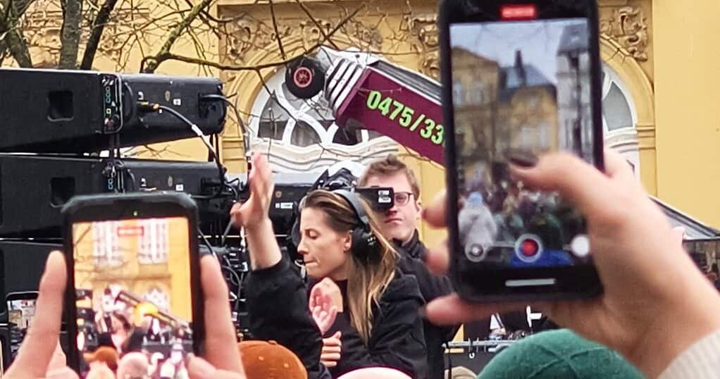 Charlotte de Witte, the world's No. 1 techno DJ in the 2025 poll, playing a free street party set in 2026