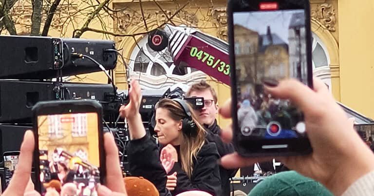 Charlotte de Witte, the world's No. 1 techno DJ in the 2025 poll, playing a free street party set in 2026