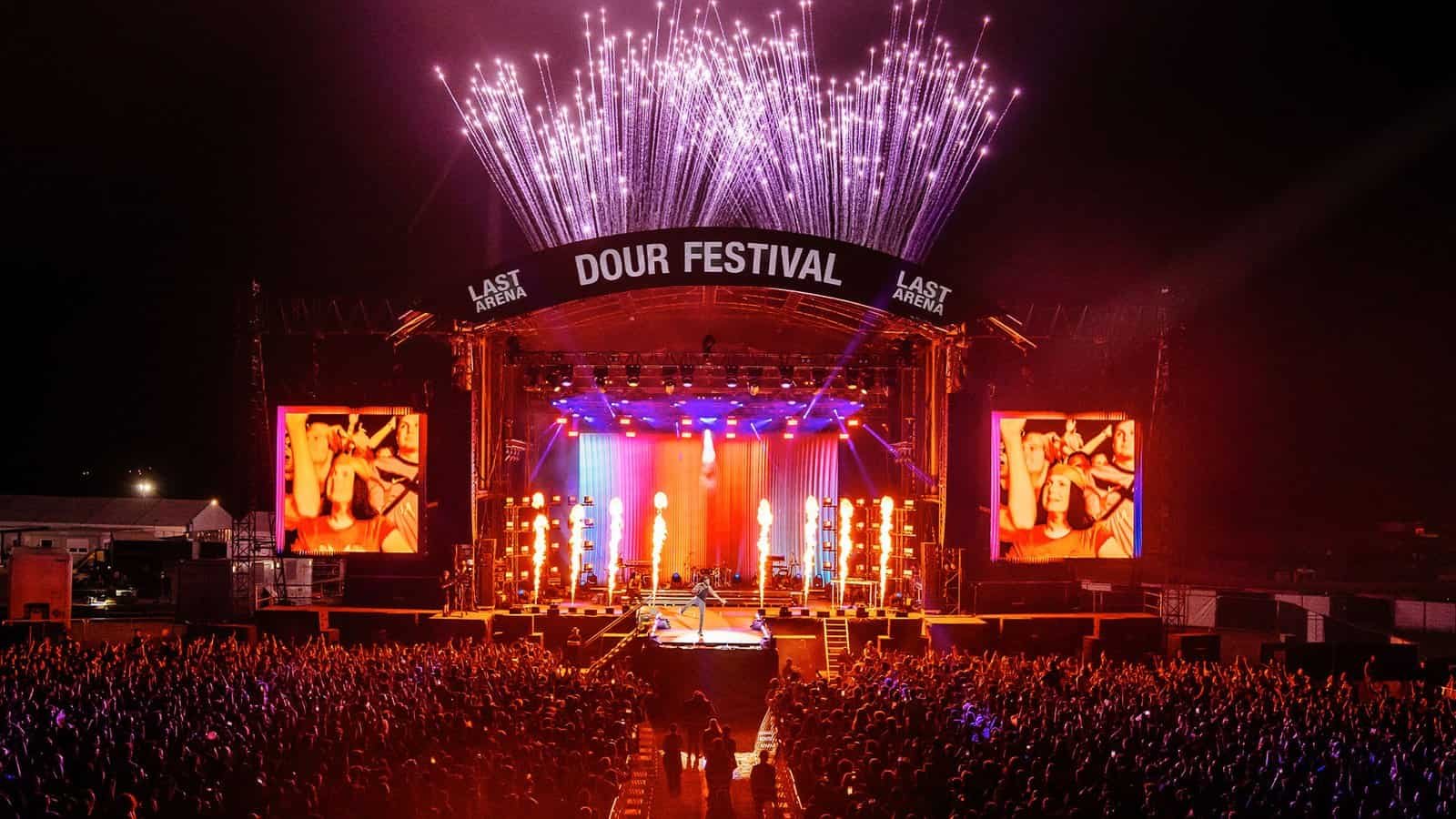 Dour Festival (Dour, Belgium) 2027 Dour Festival Last Arena main stage with fireworks, Dour, Belgium