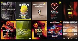 Collage of official ADE 2026 event flyers: Joseph Capriati, Pan-Pot, Detroit Love, Louie Vega, Paul Kalkbrenner, Awakenings, Mahmut Orhan, Kompakt and Offweek x Loud Contact