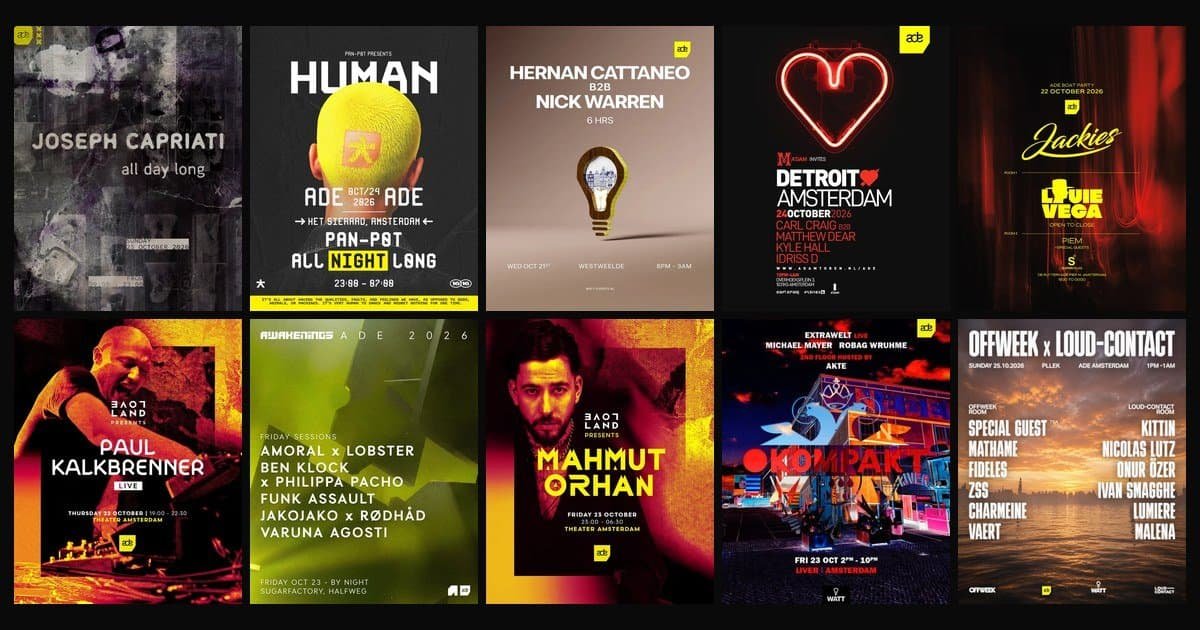 20 Ideas for ADE 2026, From Joseph Capriati at BRET to Anatolian Disco 20 Ideas for ADE 2026, From Joseph Capriati at BRET to Anatolian Disco
