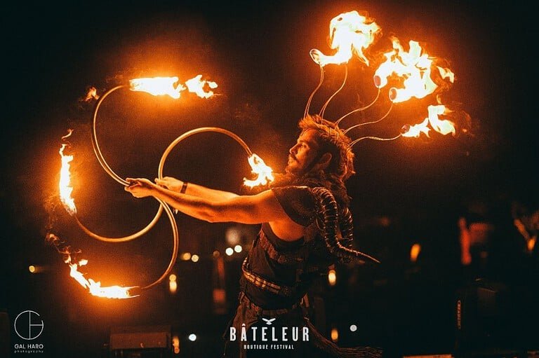 bateleur festival fire performer elounda crete