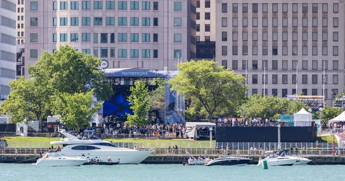 Crowd at the Waterfront stage of Movement Music Festival, Hart Plaza, Detroit, May 2026 Crowd at the Waterfront stage of Movement Music Festival, Hart Plaza, Detroit, May 2026
