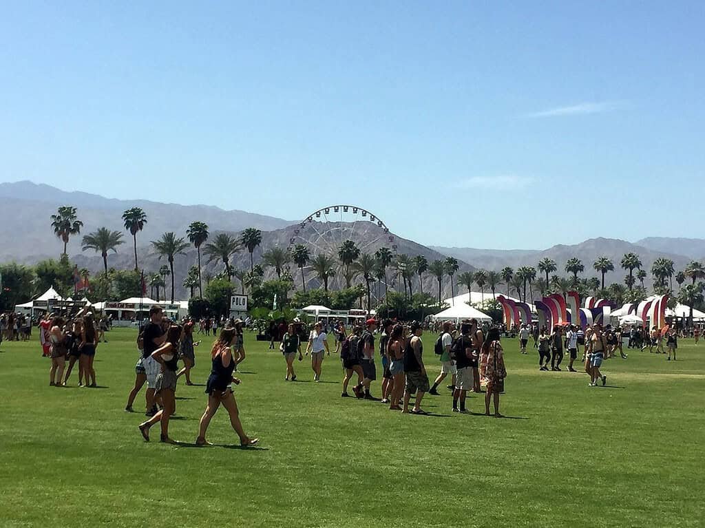 Coachella Ferris wheel above the festival grounds, a classic meeting point landmark