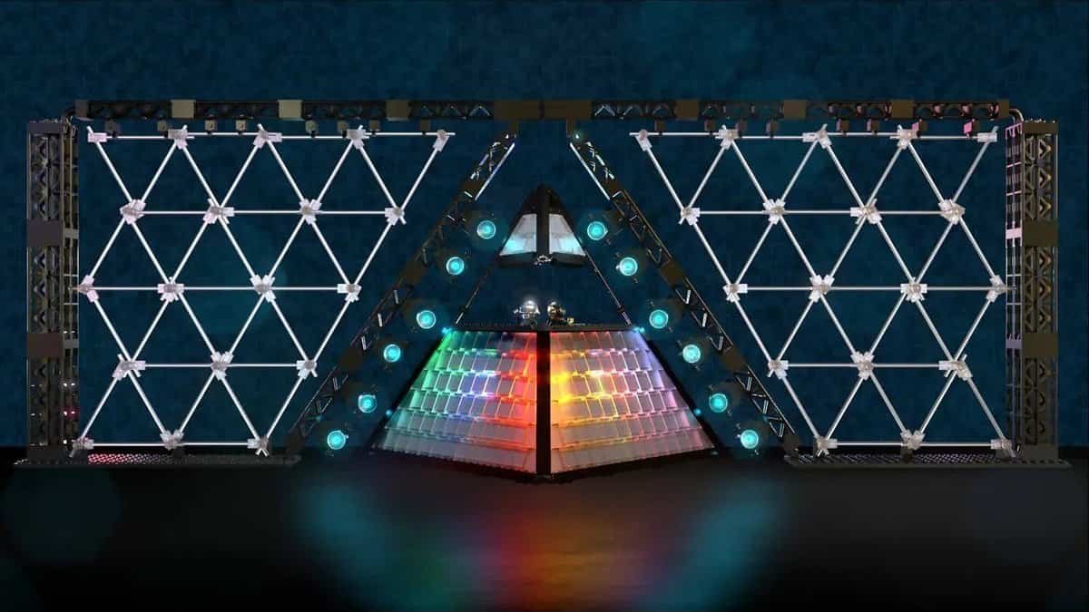 Daft Punk LEGO Set: The Alive 2007 Pyramid Is Coming, Here's What We Know 1 Daft Punk LEGO Ideas fan model of the Alive 2007 pyramid stage by RobotRock, with two robot minifigures inside the lit pyramid