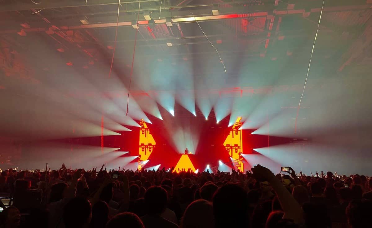 David Guetta, 58, playing an arena show at TipsArena Linz in 2024