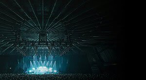 Gashouder club in Amsterdam, a crowd under the round steel roof during a concert