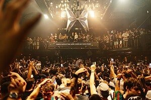 Packed Amnesia Ibiza terrace with the DJ booth screen reading Joseph Capriati B2B Jamie Jones B2B Chris Stassy at the Metamorfosi closing party Packed Amnesia Ibiza terrace with the DJ booth screen reading Joseph Capriati B2B Jamie Jones B2B Chris Stassy at the Metamorfosi closing party