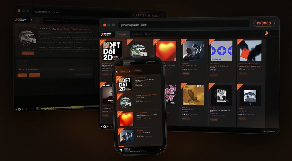 Promo Push promo platform for DJs on desktop and mobile