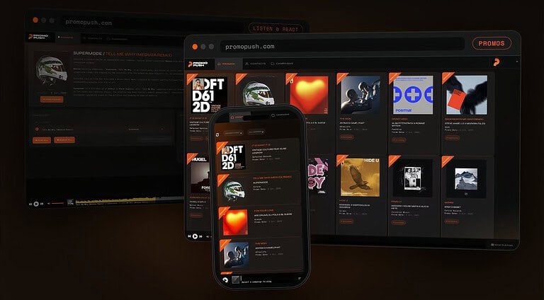 Promo Push promo platform for DJs on desktop and mobile