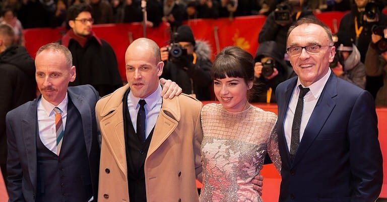 Trainspotting cast members Ewen Bremner and Jonny Lee Miller with director Danny Boyle at the T2 Trainspotting premiere, Berlinale 2017